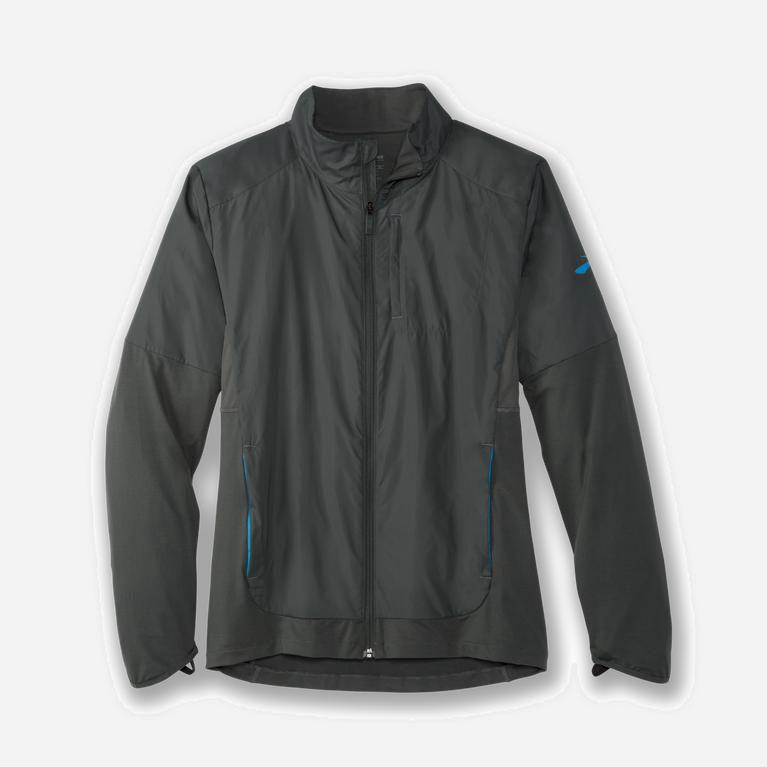 Brooks Fusion Hybrid Australia - Men's Running Jackets - Dark Oyster/grey (139428-ZLJ)